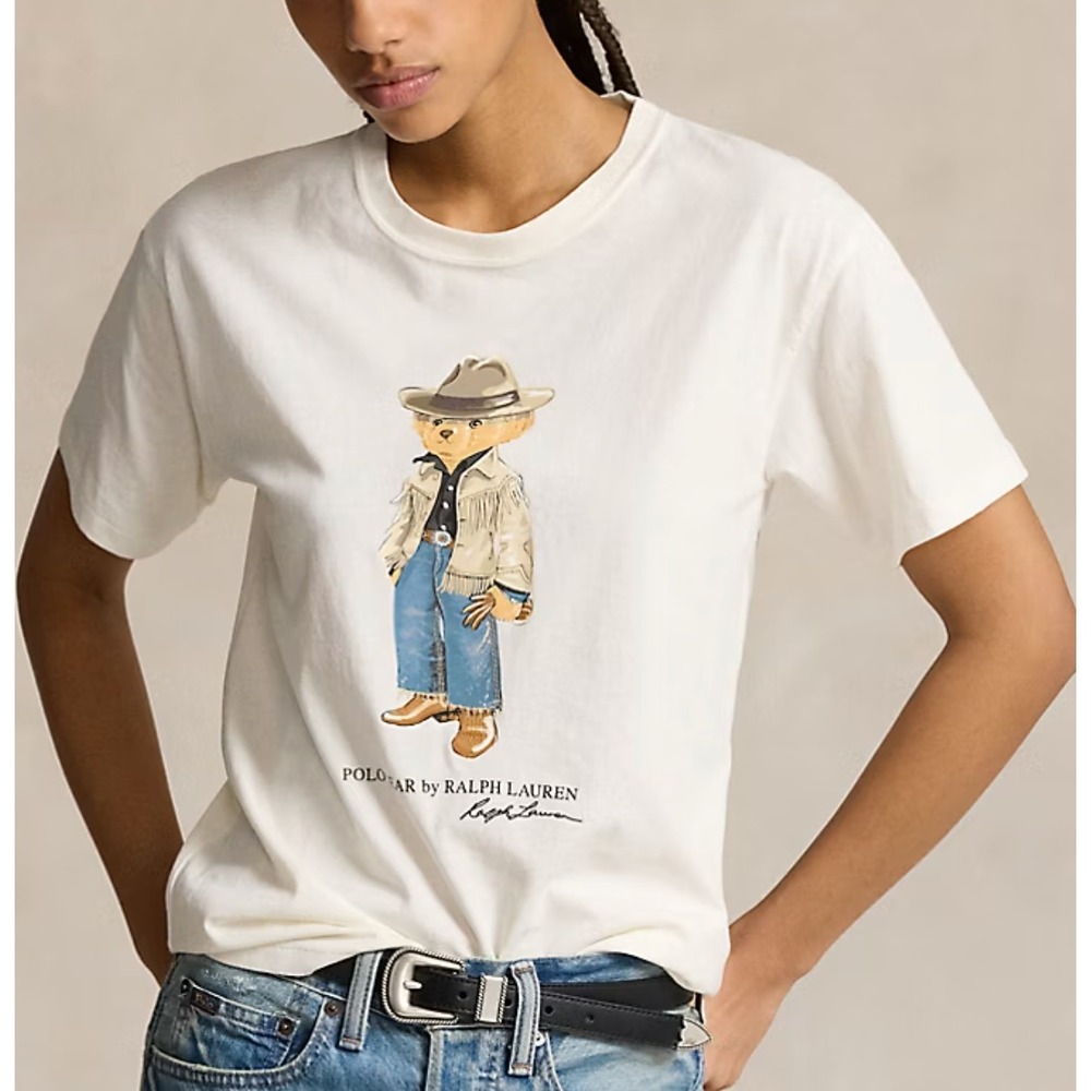 Polo Ralph Lauren Western Polo Bear Cotton Jersey Short Sleeve T Shirt Size L